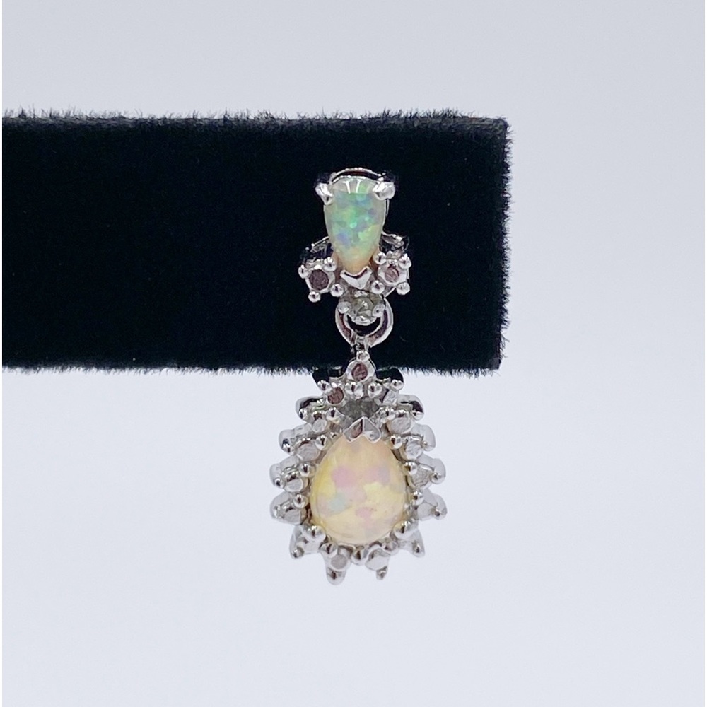 Sterling Silver 925 Lab Opal Earrings - Picture 4 of 8